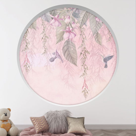 Optical Illusions Round Arch Wall Sticker - Tropical leaves