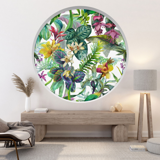 Optical Illusions Round Arch Wall Sticker - Tropical pattern