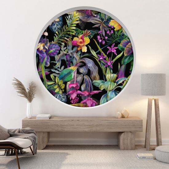 Optical Illusions Round Arch Wall Sticker - Tropical pattern