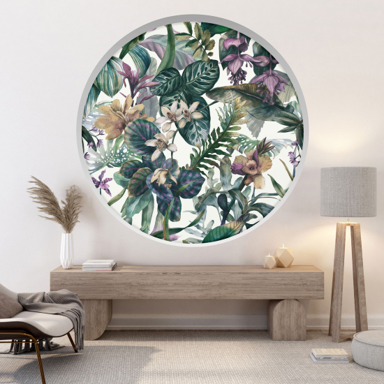 Optical Illusions Round Arch Wall Sticker - Tropical pattern