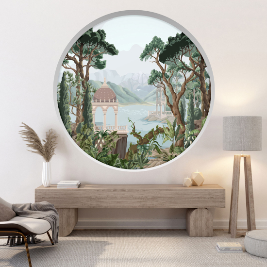 Optical Illusions Round Arch Wall Sticker - Village