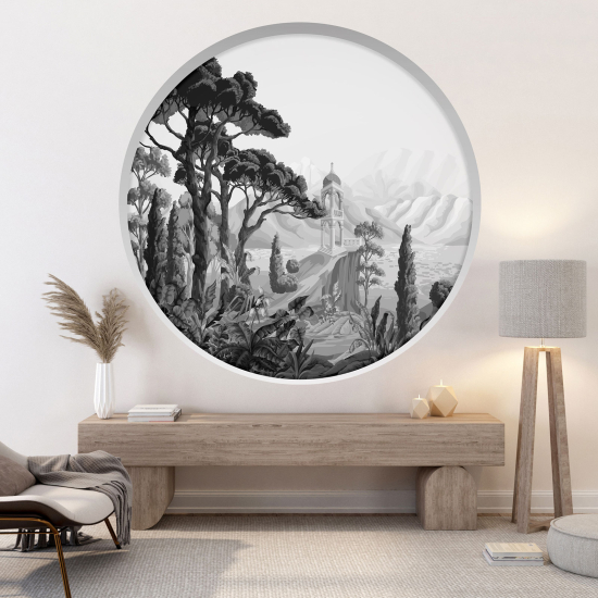 Optical Illusions Round Arch Wall Sticker - Village