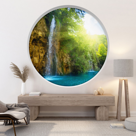 Optical Illusions Round Arch Wall Sticker - Waterfall