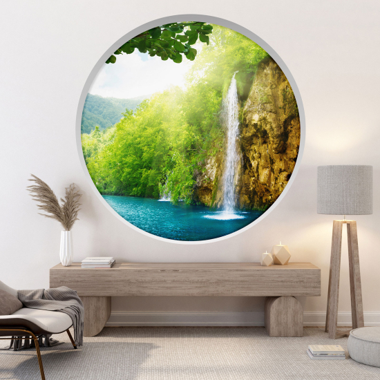 Optical Illusions Round Arch Wall Sticker - Waterfall