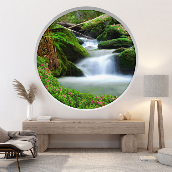 Optical Illusions Round Arch Wall Sticker - Waterfall