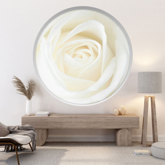 Optical Illusions Round Arch Wall Sticker - White Rose