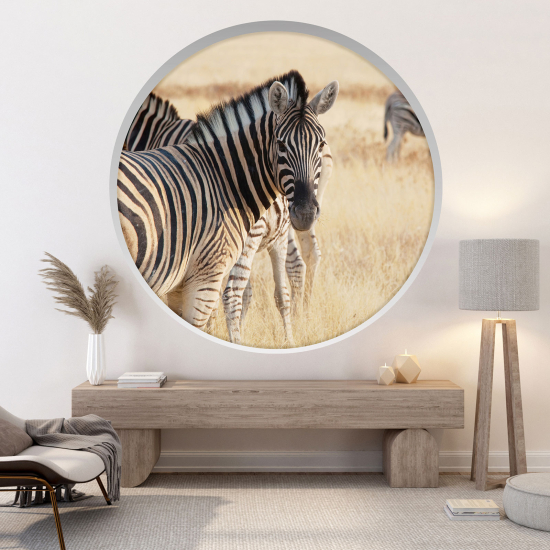 Optical Illusions Round Arch Wall Sticker - Zebras