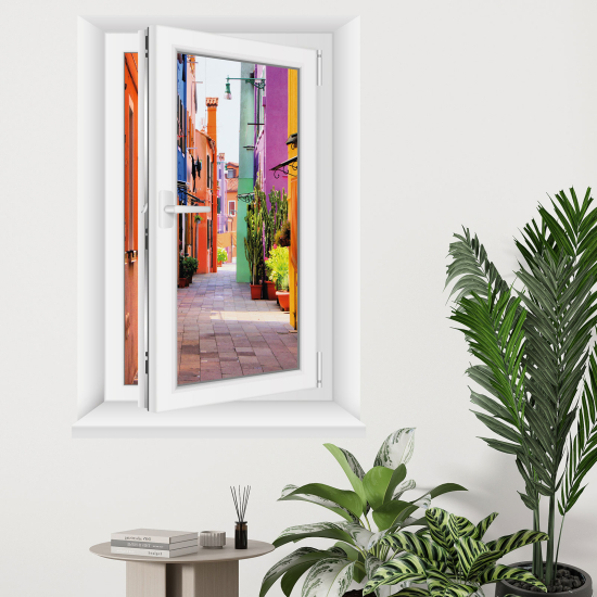 Optical Illusions Window Wall Sticker - Alley