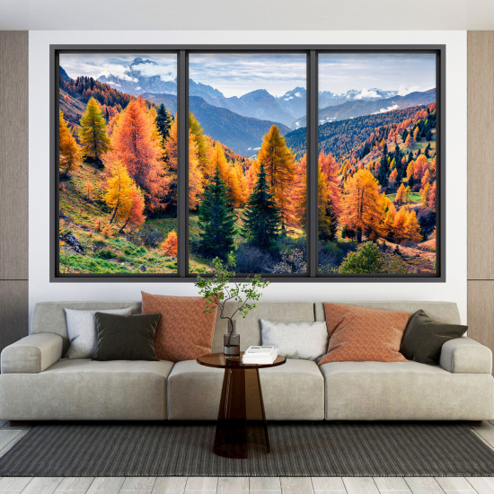 Optical Illusions Window Wall Sticker - Autumn Landscape