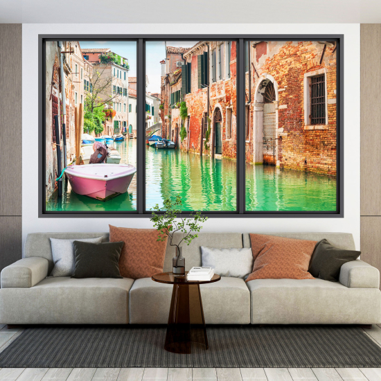 Optical Illusions Window Wall Sticker - Burano Island