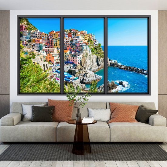 Optical Illusions Window Wall Sticker - Cinque Terre