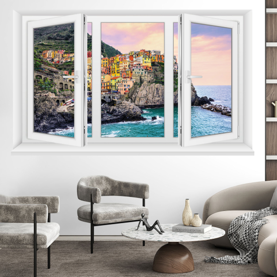 Optical Illusions Window Wall Sticker - Cinque Terre