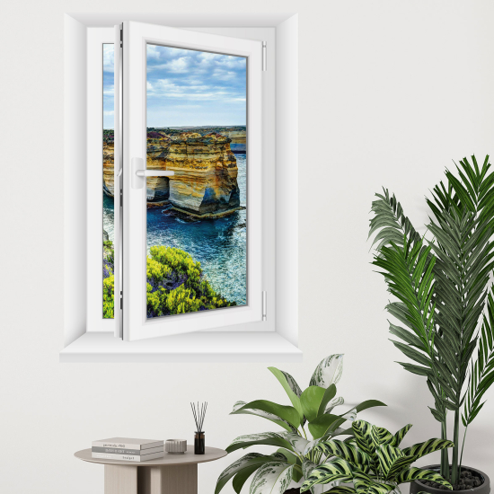 Optical Illusions Window Wall Sticker - Cliffs