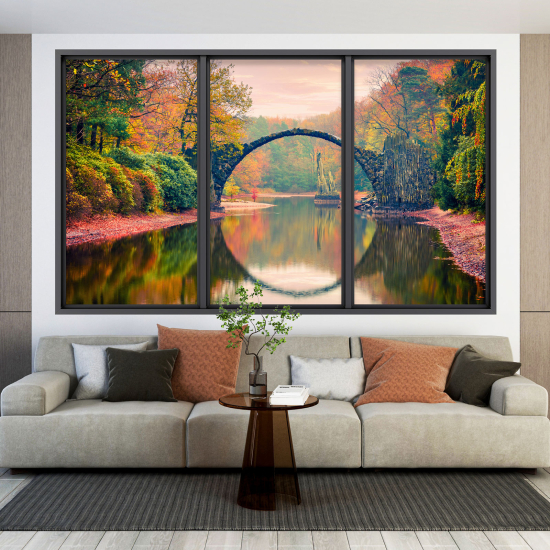 Optical Illusions Window Wall Sticker - Devil's Bridge