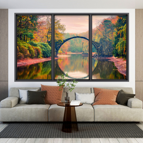 Optical Illusions Window Wall Sticker - Devil's Bridge