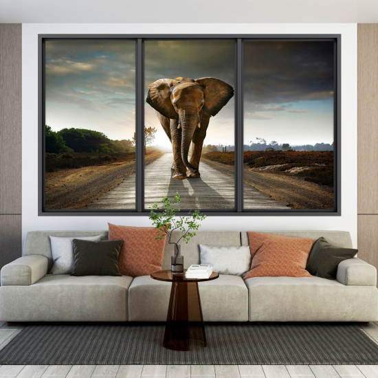 Optical Illusions Window Wall Sticker - Elephant