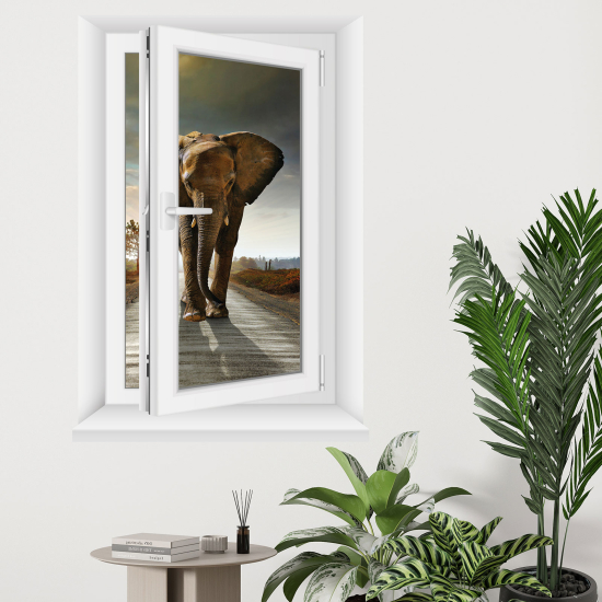 Optical Illusions Window Wall Sticker - Elephant