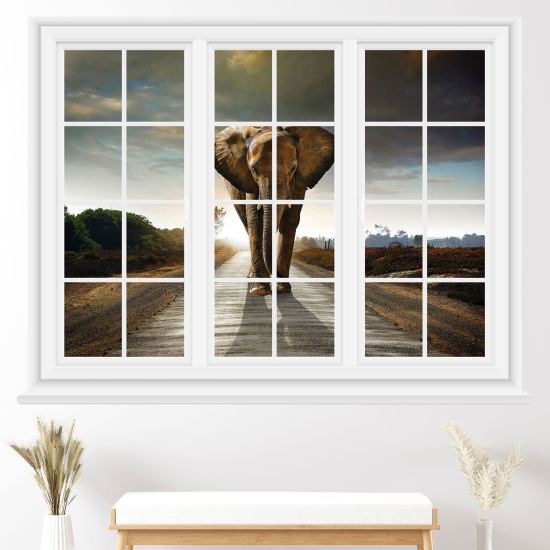 Optical Illusions Window Wall Sticker - Elephant