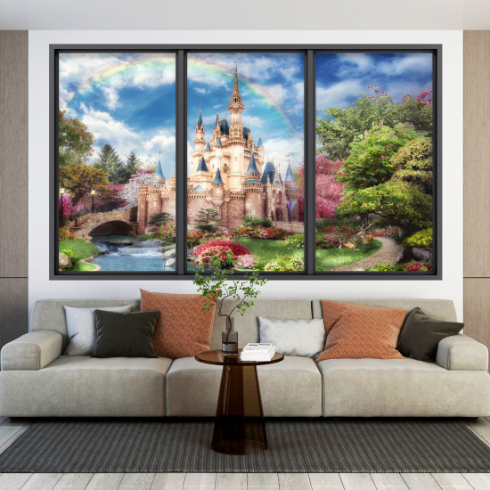 Optical Illusions Window Wall Sticker for Kids - Castle