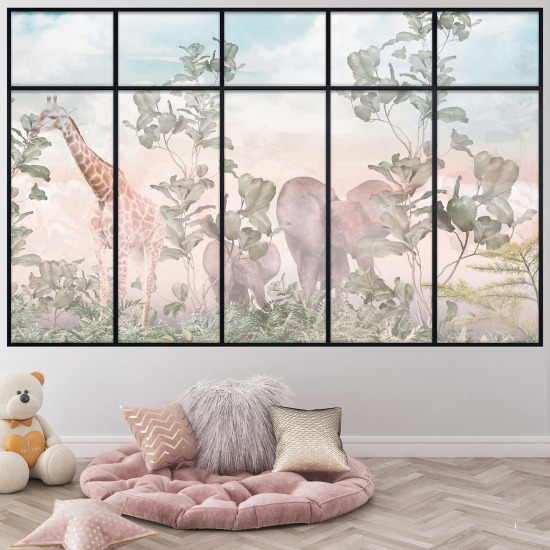 Optical Illusions Window Wall Sticker for Kids - Jungle Animals