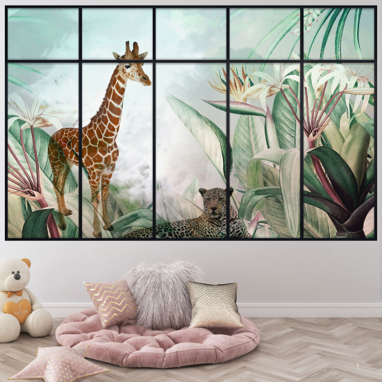 Optical Illusions Window Wall Sticker for Kids - Jungle Animals