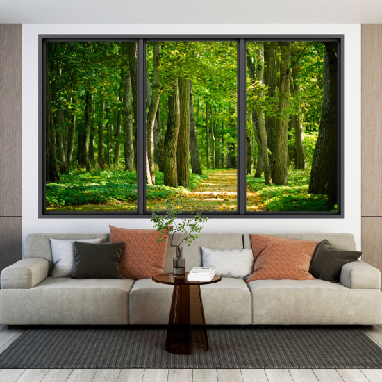 Optical Illusions Window Wall Sticker - Forest