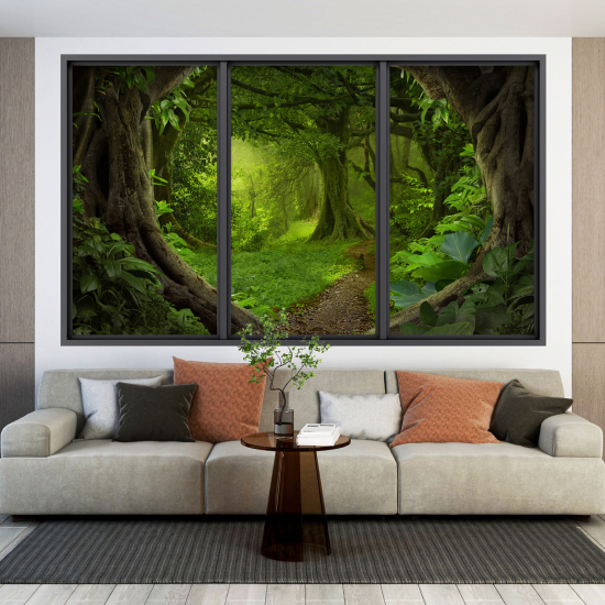 Optical Illusions Window Wall Sticker - Forest