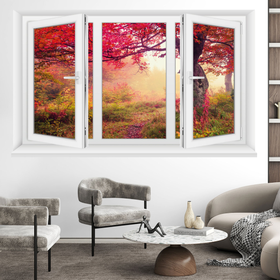 Optical Illusions Window Wall Sticker - Forest