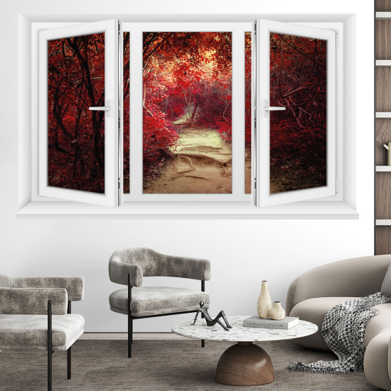 Optical Illusions Window Wall Sticker - Forest