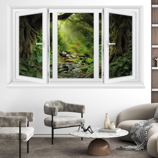 Optical Illusions Window Wall Sticker - Forest