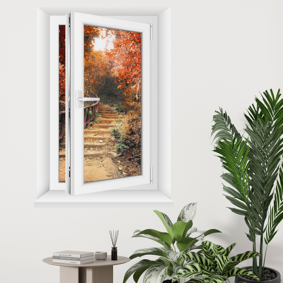 Optical Illusions Window Wall Sticker - Forest path