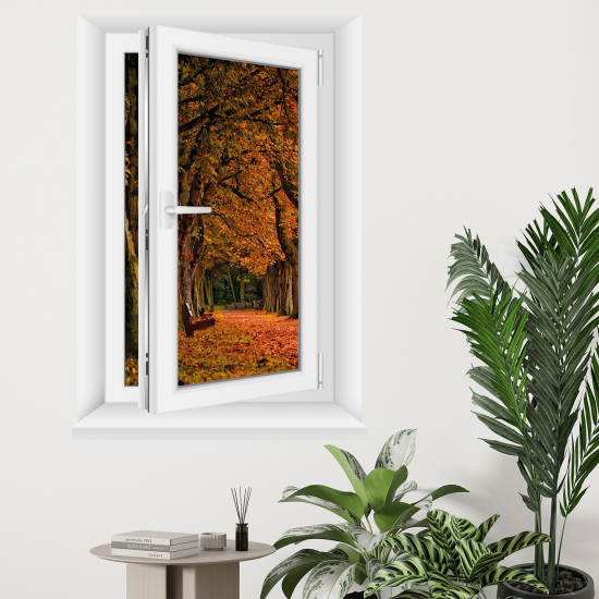 Optical Illusions Window Wall Sticker - Forest path