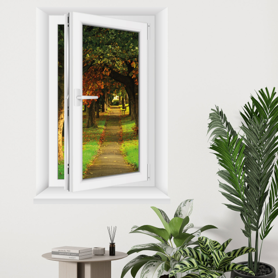 Optical Illusions Window Wall Sticker - Forest path