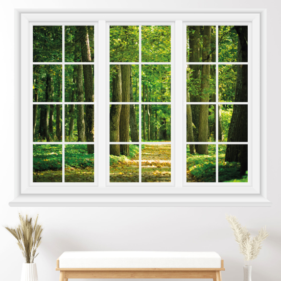 Optical Illusions Window Wall Sticker - Forest path