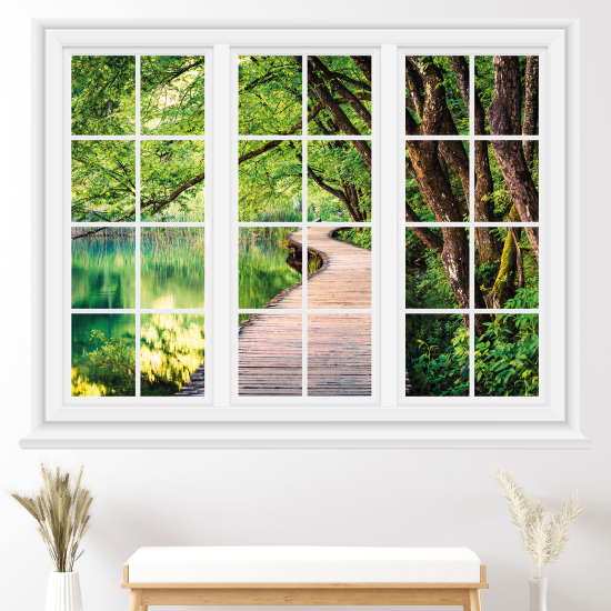 Optical Illusions Window Wall Sticker - Forest path