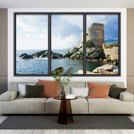 Optical Illusions Window Wall Sticker - Genoese Tower