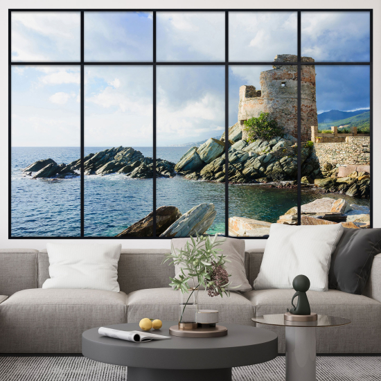 Optical Illusions Window Wall Sticker - Genoese tower