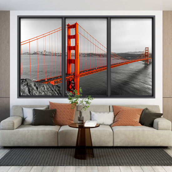 Optical Illusions Window Wall Sticker - Golden Gate