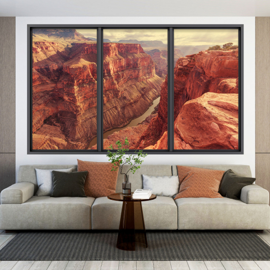 Optical Illusions Window Wall Sticker - Grand Canyon