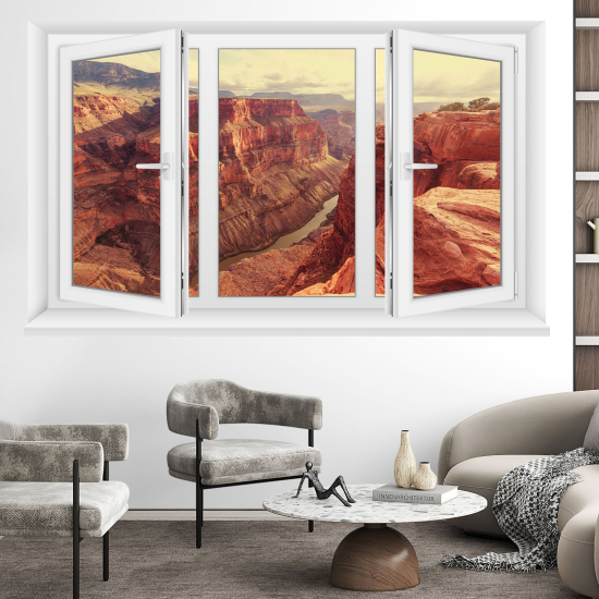 Optical Illusions Window Wall Sticker - Grand Canyon