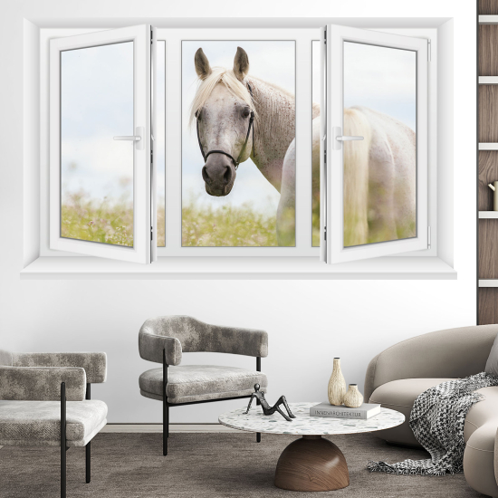 Optical Illusions Window Wall Sticker - Horse