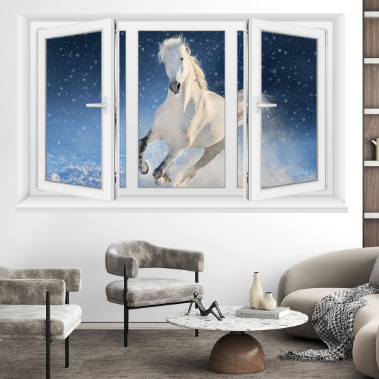 Optical Illusions Window Wall Sticker - Horse