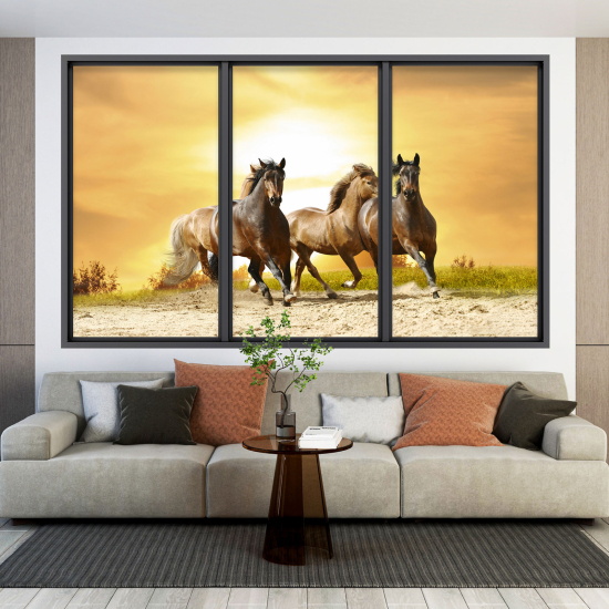 Optical Illusions Window Wall Sticker - Horses