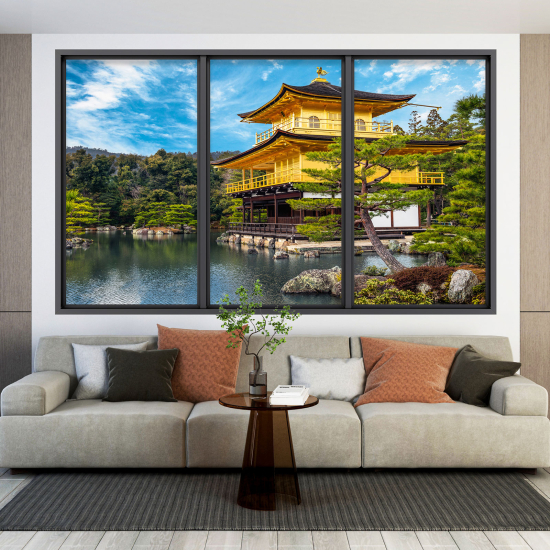 Optical Illusions Window Wall Sticker - Japanese Temple