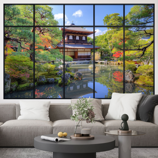 Optical Illusions Window Wall Sticker - Japanese Temple