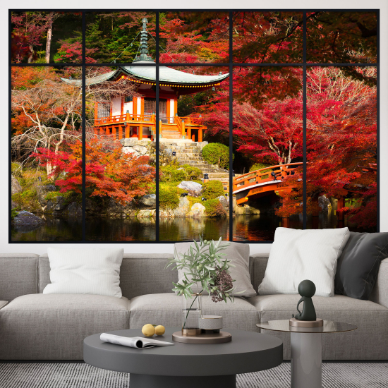 Optical Illusions Window Wall Sticker - Japanese Temple