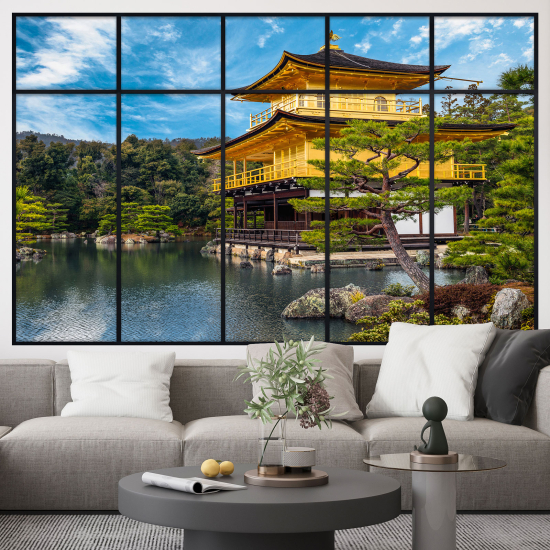 Optical Illusions Window Wall Sticker - Japanese Temple