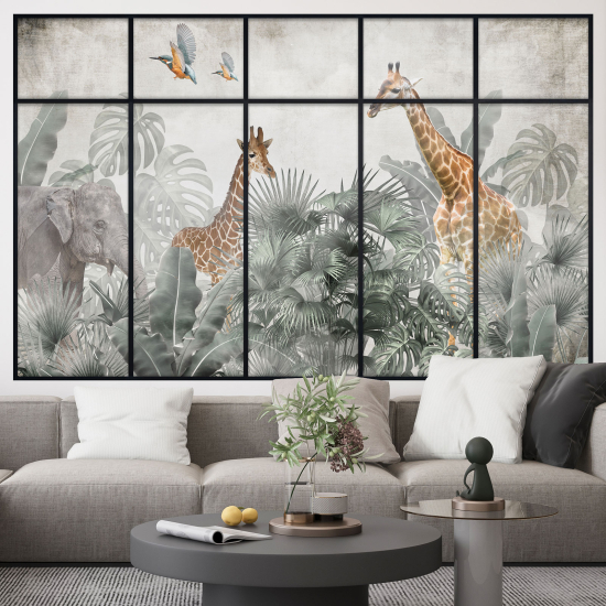 Optical Illusions Window Wall Sticker - Jungle Animals