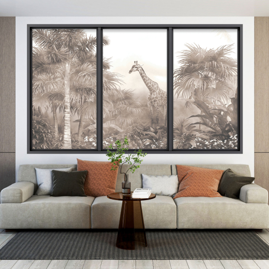 Optical Illusions Window Wall Sticker - Jungle Giraffe