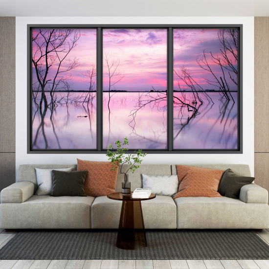 Optical Illusions Window Wall Sticker - Lake